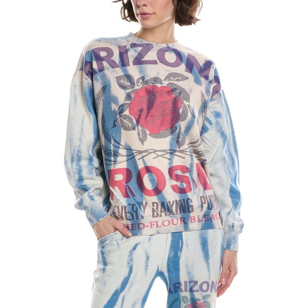 Nu Vintage Womens  Arizona Rose Crewneck Pullover, Blue